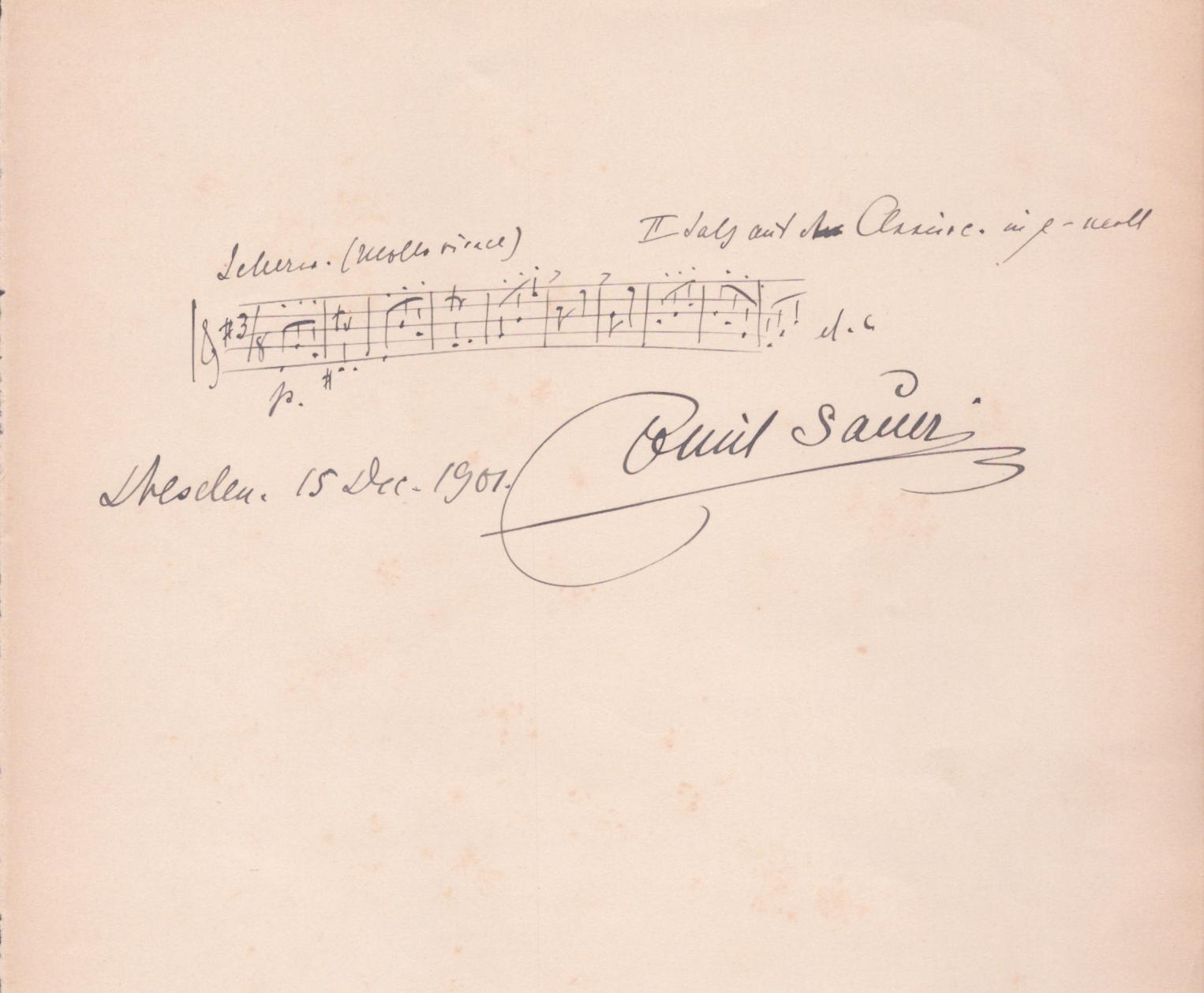 Sauer, Emil von - Autograph Musical Quotation Signed
